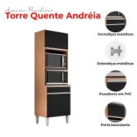 Armário Paneleiro Torre Quente 2 Fornos Ambiente Andréia Amêndoa Preto - Ajl