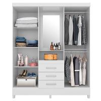 Cômoda Montevidéu E Guarda Roupa Casal Capelinha Pérsia Branco Flex - Demóbile - 7