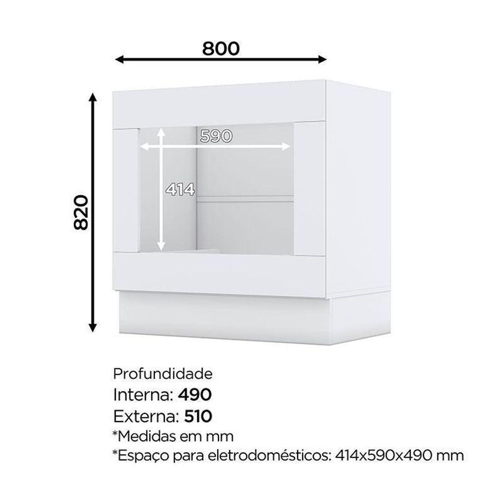 Balcão Forno De Embutir Nova York Branco Com Tampo Para Cooktop Nature – Henn - 2