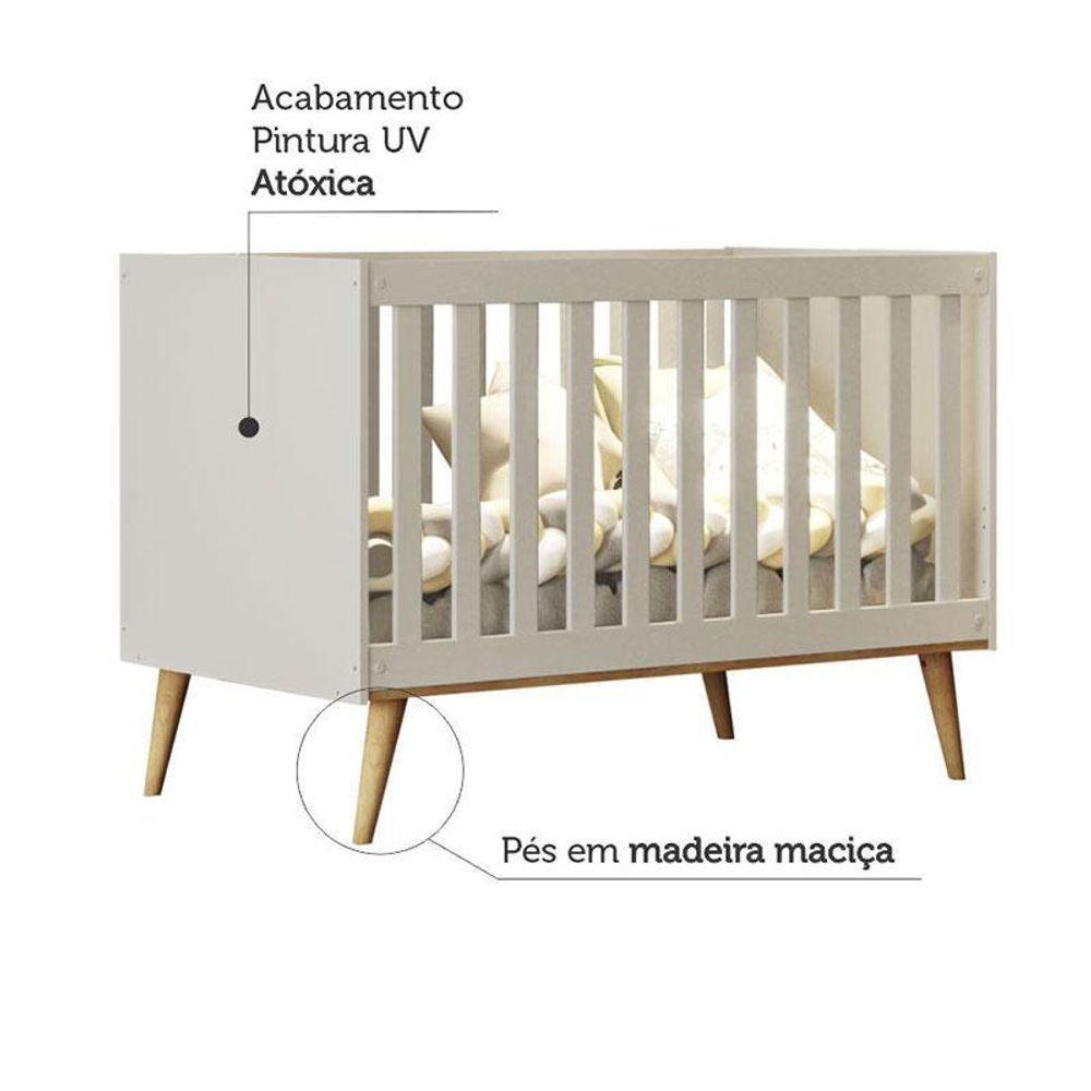 Berço Americano E Cômoda Infantil Ludmila Off White Bétula Com Colchão Ortobom - Carolina Baby - 4