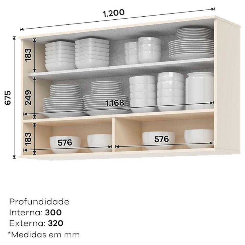 Armário Aéreo 1 Porta Basculante Ripado 120 Cm Connect Off White – Henn - 3