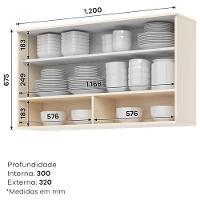 Armário Aéreo 1 Porta Basculante Ripado 120 Cm Connect Off White – Henn - 3