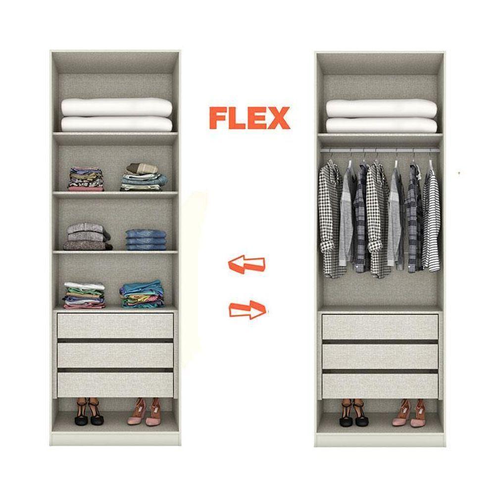 Armário 2 Portas Com Espelhos 3 Gavetas Seletto Areia - Henn - 3