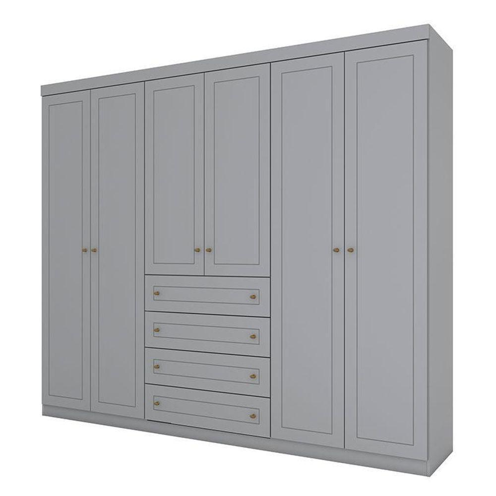 Guarda Roupa Casal Americano 6 Portas Cinza – Henn - 1