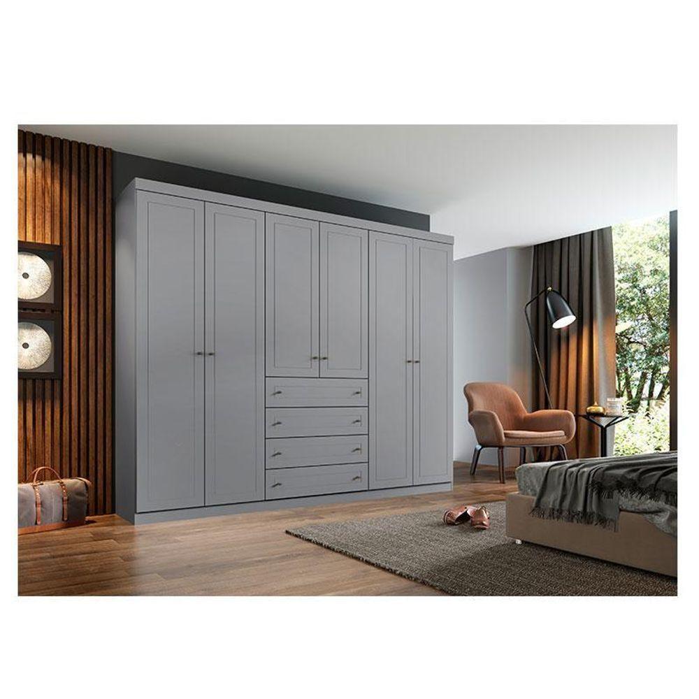 Guarda Roupa Casal Americano 6 Portas Cinza – Henn - 6