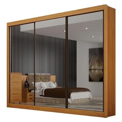 Guarda Roupa Casal 3 Portas 3 Espelhos Gold Cinamomo – Leifer Móveis