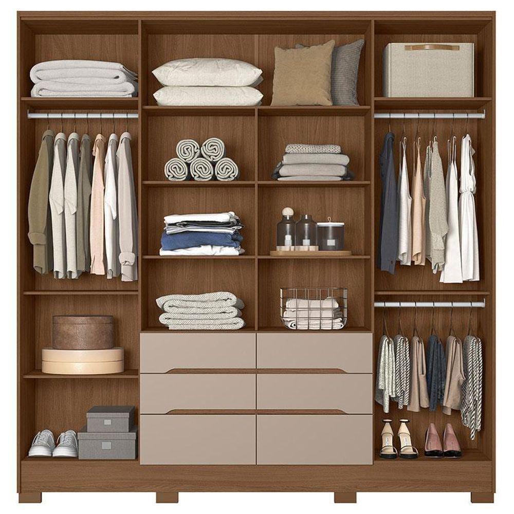 Guarda Roupa Casal San Francisco 6 Portas Carvalho Fendi Com Espelho - Moval - 3