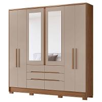 Guarda Roupa Casal San Francisco 6 Portas Carvalho Fendi Com Espelho - Moval - 1