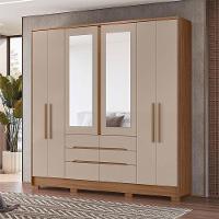 Guarda Roupa Casal San Francisco 6 Portas Carvalho Fendi Com Espelho - Moval - 5