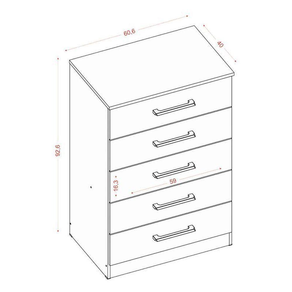 Cômoda 5 Gavetas 2014140 E Armário Multiuso New 2000192 Atacama Off White - Aramóveis - 3