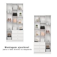 Armário Multiuso Doha Com Espelho 2 Portas 3 Gavetas Branco Fosco - Henn - 2