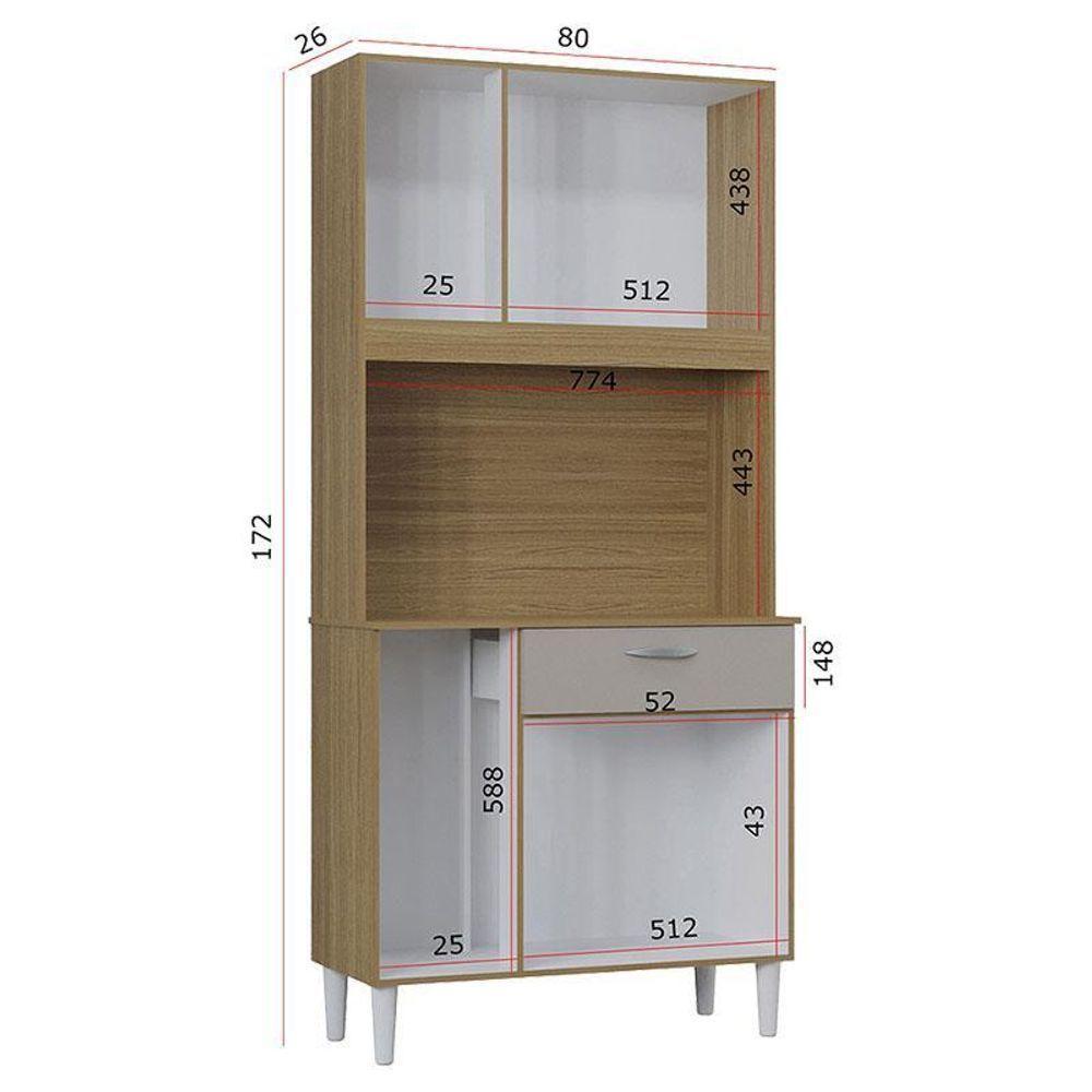 Cozinha Kit Cassia 6 Portas E 1 Gaveta Damasco Ripado Off White- Poquema - 5