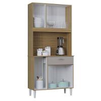 Cozinha Kit Cassia 6 Portas E 1 Gaveta Damasco Ripado Off White- Poquema - 3
