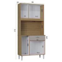 Cozinha Kit Cassia 6 Portas E 1 Gaveta Damasco Ripado Off White- Poquema - 5