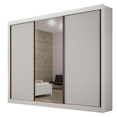 Guarda Roupa Casal 3 Portas Com Espelho Gold Branco – Leifer Móveis