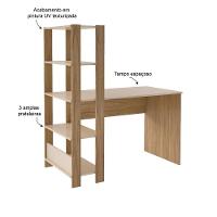 Escrivaninha 120Cm Com Estante Lateral Multimóveis Cr25207 Off White/Carvalho Off White/Carvalho - 6