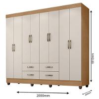 Guarda Roupa Casal Porto Com Cômoda Lite 4 Gavetas 2 Portas Nature Off White – Móveis Leão - 6