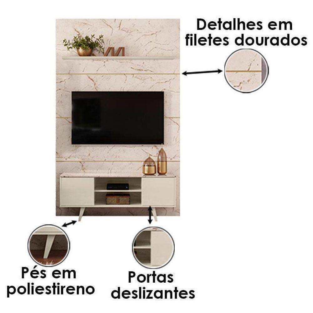 Estante Home Theater Com Bancada Panorama Calacata Off White – Madetec - 6