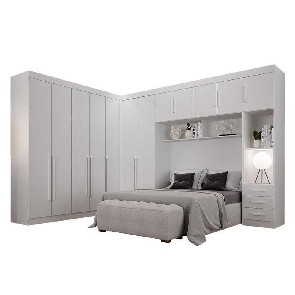 Quarto De Casal Modulado 12 Portas Orion Branco – Leifer Móveis - 2