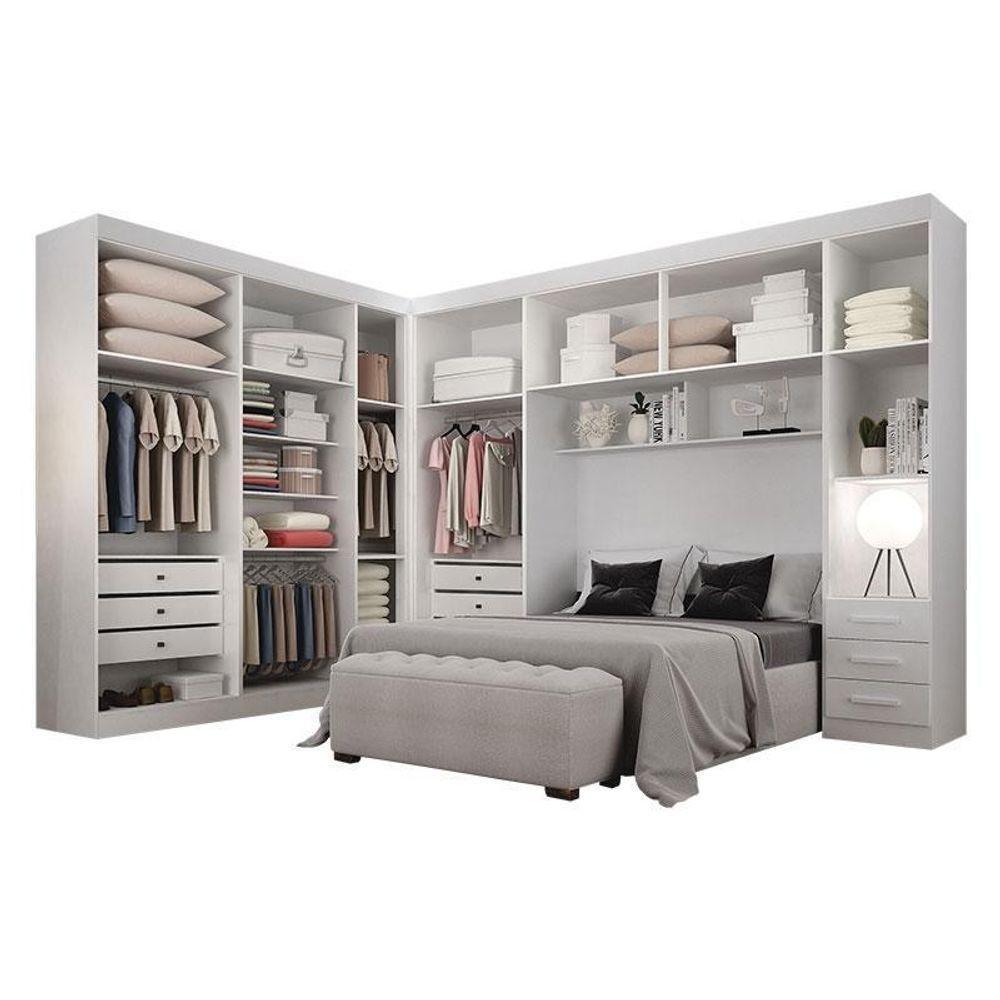 Quarto De Casal Modulado 12 Portas Orion Branco – Leifer Móveis - 3