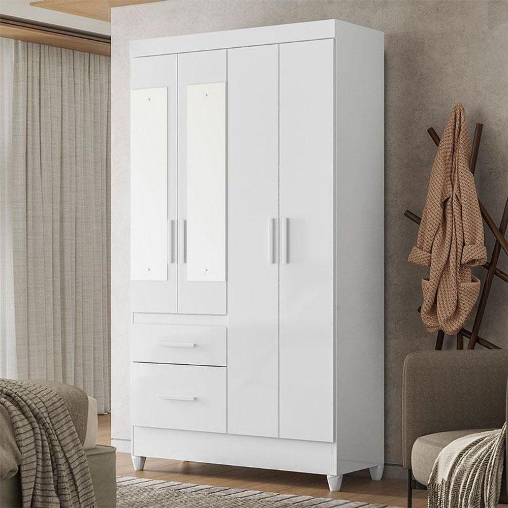 Guarda Roupa Infantil Ambiente Madri 4 Portas Branco Flex Com Espelho - Moval - 1