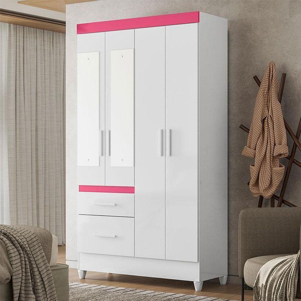 Guarda Roupa Infantil Ambiente Madri 4 Portas Branco Flex Com Espelho - Moval - 2