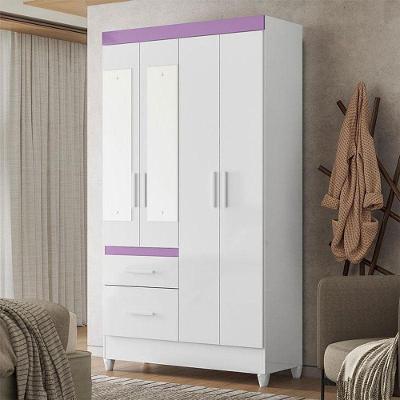 Guarda Roupa Infantil Ambiente Madri 4 Portas Branco Com Espelho - Moval