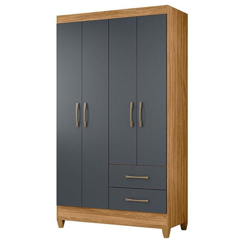 Guarda Roupa Solteiro Ambiente Chile 4 Portas Freijó Cinza - Moval - 5