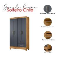 Guarda Roupa Solteiro Ambiente Chile 4 Portas Freijó Cinza - Moval