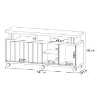 Rack Bancada Rivera 1.3 Com Mesa De Centro Sky Com Tampo De Vidro Castanho Off White – Hb Móveis - 3