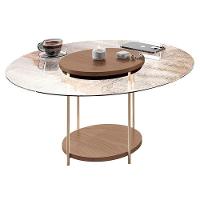 Rack Bancada Rivera 1.3 Com Mesa De Centro Sky Com Tampo De Vidro Castanho Off White – Hb Móveis