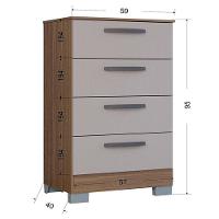 Cômoda 867 4 Gavetas E Guarda Roupa Casal Tóquio 6 Portas Castanho Off White - Poquema - 2