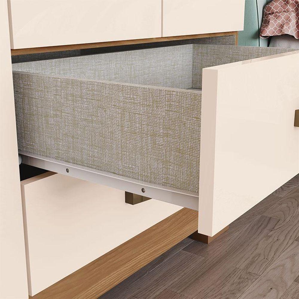 Guarda Roupa Solteiro Miami Ambiente 3 Portas 2 Gavetas Com Chave Nature Off White - Henn - 5