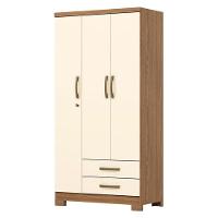 Guarda Roupa Solteiro Miami Ambiente 3 Portas 2 Gavetas Com Chave Nature Off White - Henn - 7