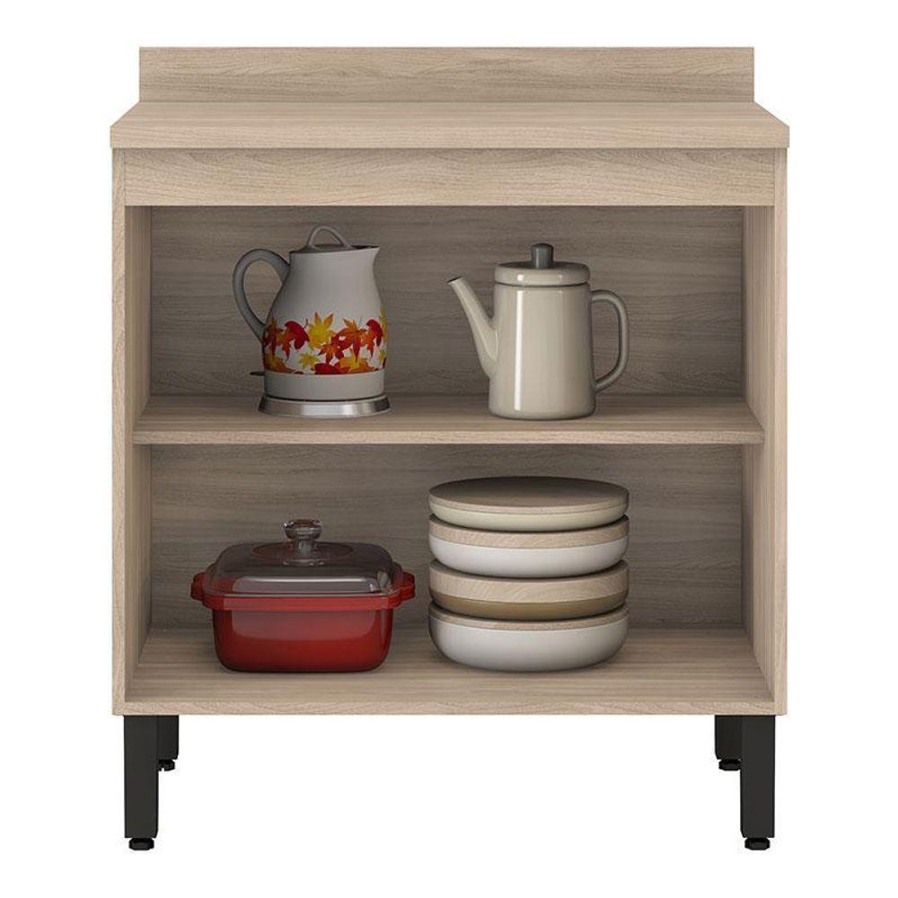 Balcão De Cozinha Firenze 2 Portas 80 Cm Avena Grafito - Demóbile - 3