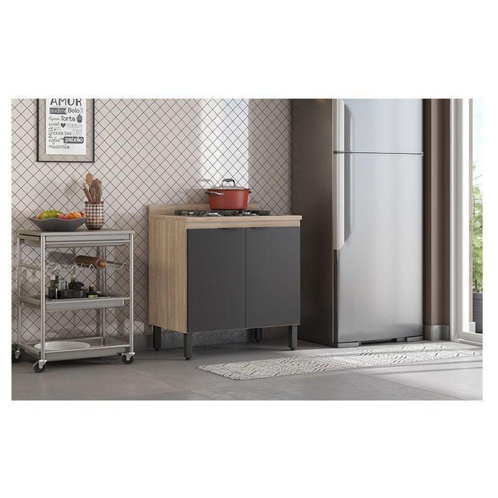 Balcão De Cozinha Firenze 2 Portas 80 Cm Avena Grafito - Demóbile - 4