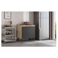 Balcão De Cozinha Firenze 2 Portas 80 Cm Avena Grafito - Demóbile - 4