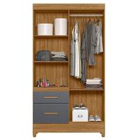 Guarda Roupa Solteiro Madri 4 Portas Freijó Cinza Com Espelho - Moval - 3