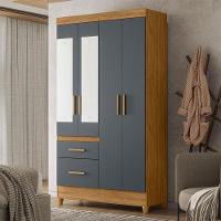 Guarda Roupa Solteiro Madri 4 Portas Freijó Cinza Com Espelho - Moval - 5