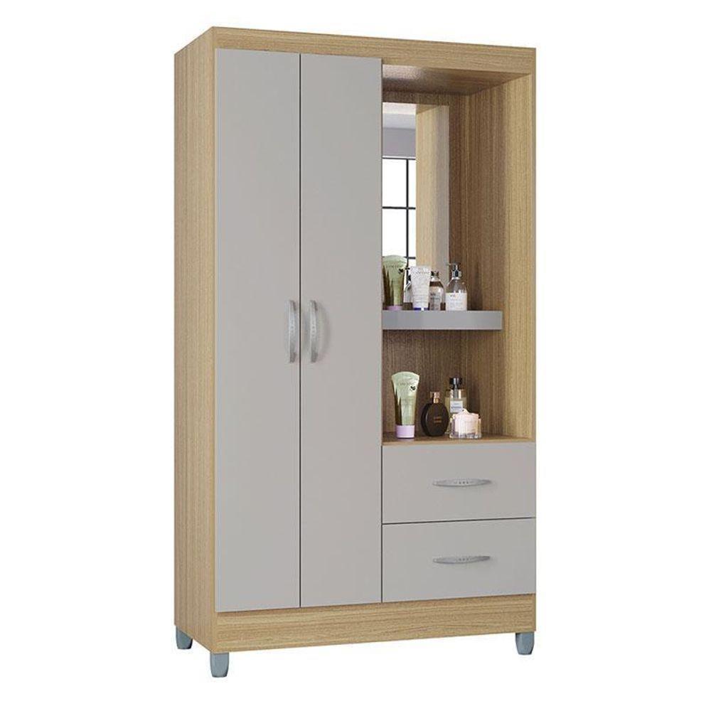 Cômoda 867 4 Gavetas Com Guarda Roupa Solteiro Córdoba 2 Portas Damasco Off White - Poquema - 5