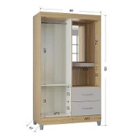 Cômoda 867 4 Gavetas Com Guarda Roupa Solteiro Córdoba 2 Portas Damasco Off White - Poquema - 3