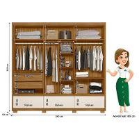 Guarda Roupa Casal Amazonas E Cômoda Lisboa Freijó Off White Com Espelho - Moval - 9