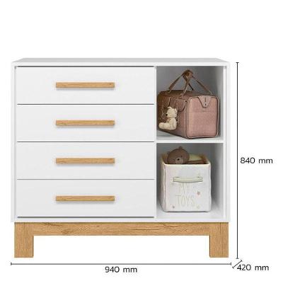 Guarda Roupa e Cômoda Q Encanto Slim 3 Portas Giratórias 2 Gavetas em MDP Branco Acetinado