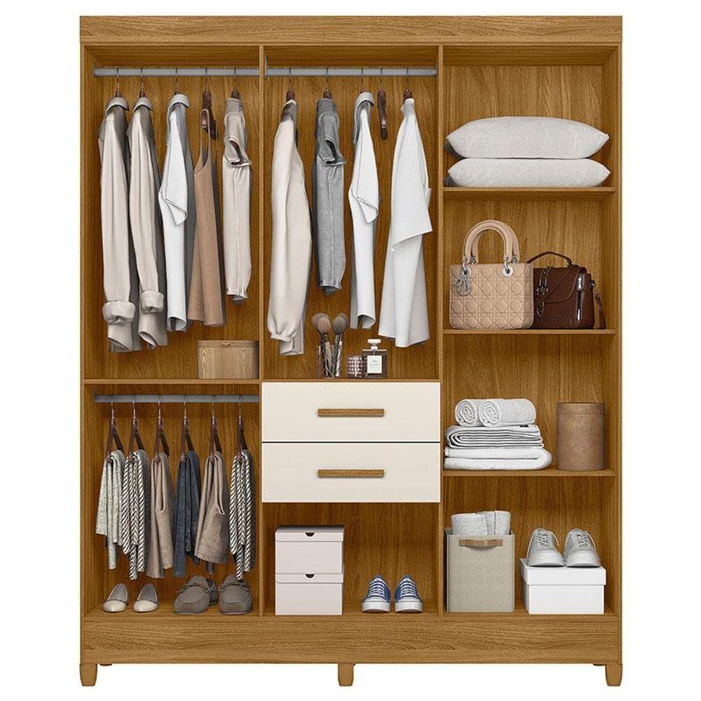 Guarda Roupa Solteiro Ambiente Malta 7 Portas Freijó Off White - Moval - 3