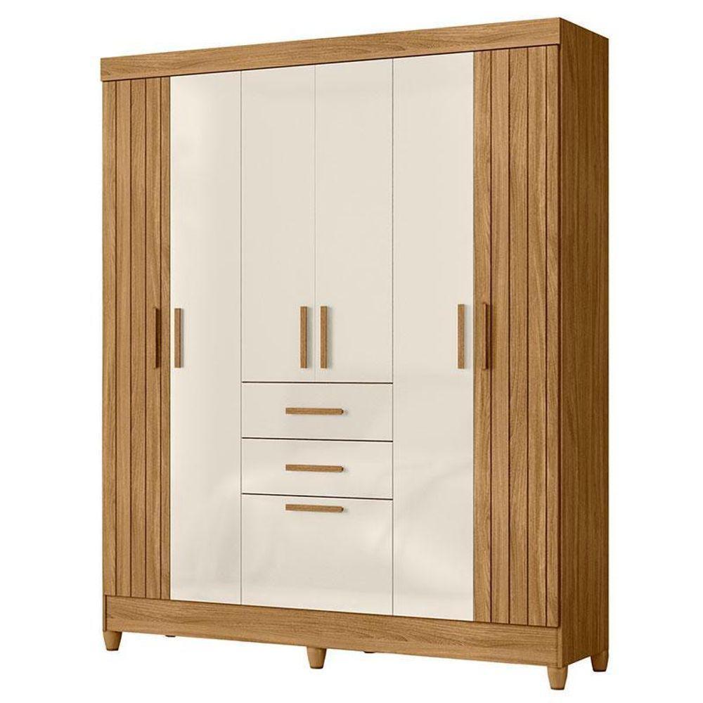 Guarda Roupa Solteiro Ambiente Malta 7 Portas Freijó Off White - Moval - 5