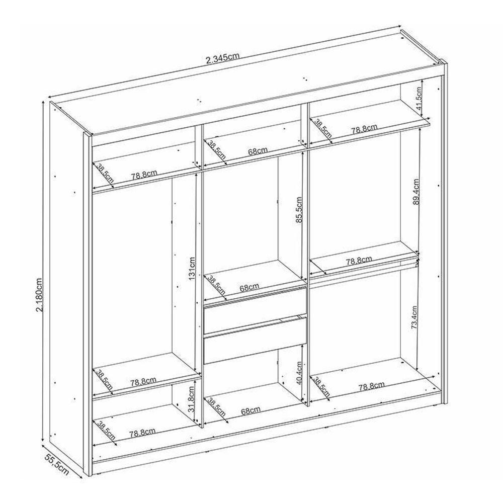 Cômoda London E Guarda Roupa Casal Dalila 32211 Amendola Off White Flex - Demóbile - 7