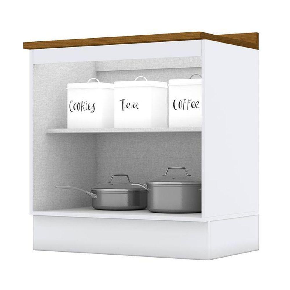 Balcão 2 Portas 80 Cm Nova York Branco Com Tampo Nature – Henn - 2