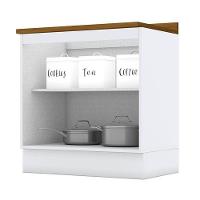 Balcão 2 Portas 80 Cm Nova York Branco Com Tampo Nature – Henn - 2