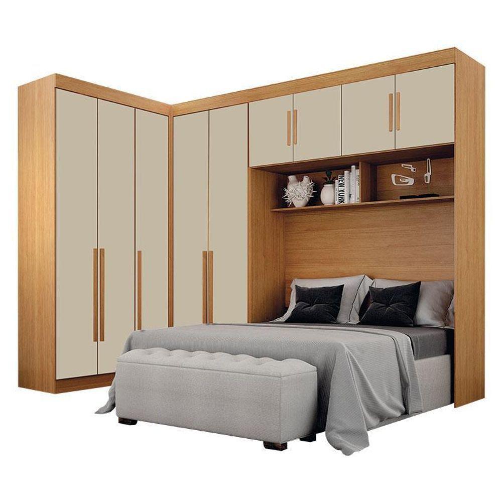 Quarto De Casal Modulado 9 Portas Orion Cinamomo Off White – Leifer Móveis - 1