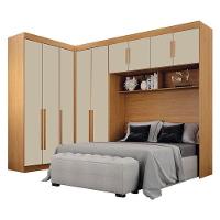 Quarto De Casal Modulado 9 Portas Orion Cinamomo Off White – Leifer Móveis - 1